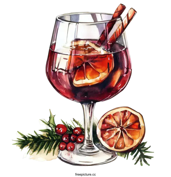 [Transparent Background PNG]Watercolor Illustration of a Festive Drink