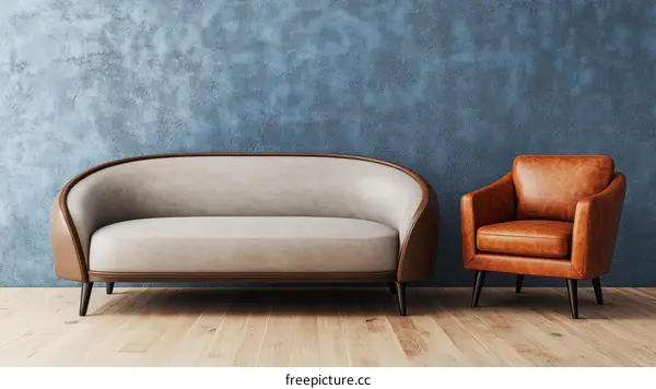 Modern Living Room Sofa and Armchair Scene