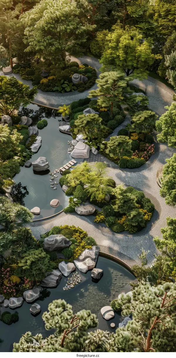 Stunning Japanese Garden Design Illustration