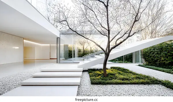 Modern Architecture Courtyard with Minimalist Design