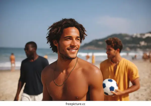 Beach Day Friends Playing Soccer