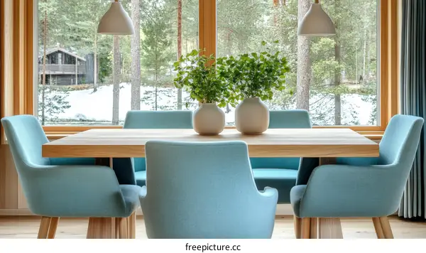Modern Dining Room with a View of Nature