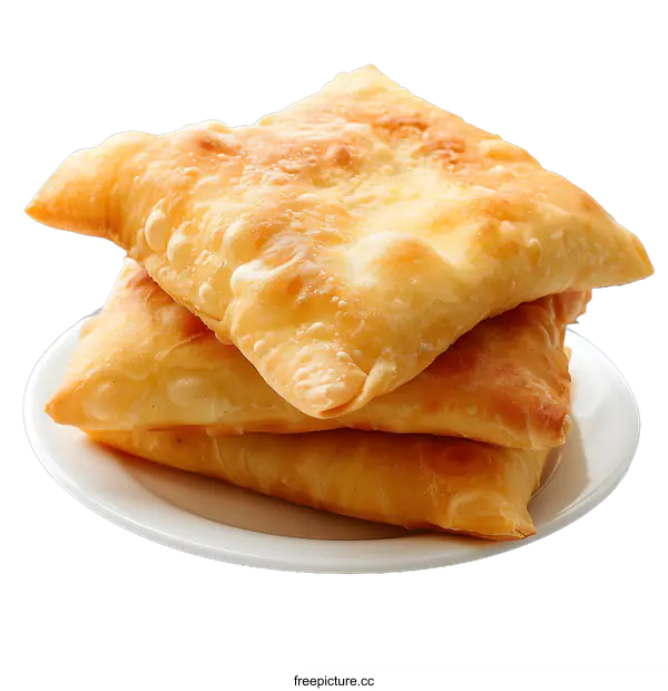 [Transparent Background PNG]Stack of Fried Flatbread on Plate