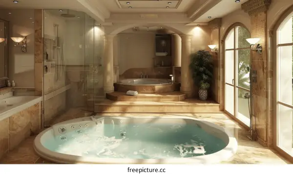 Luxury Spa Bathroom Interior Design Illustration