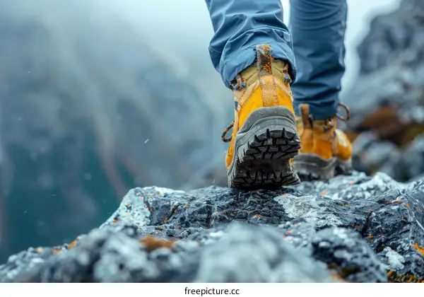 A person hiking up a mountain
