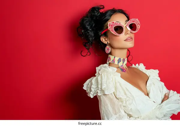 Fashionable Woman with Artistic Accessories