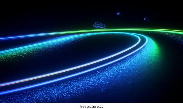 Abstract Neon Light Trails in Space