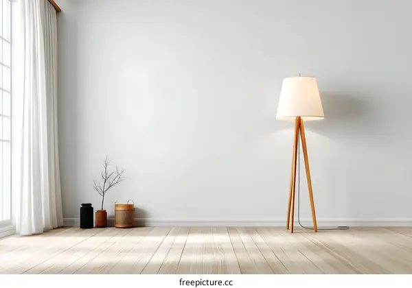 Modern Minimalist Interior Design with a Floor Lamp