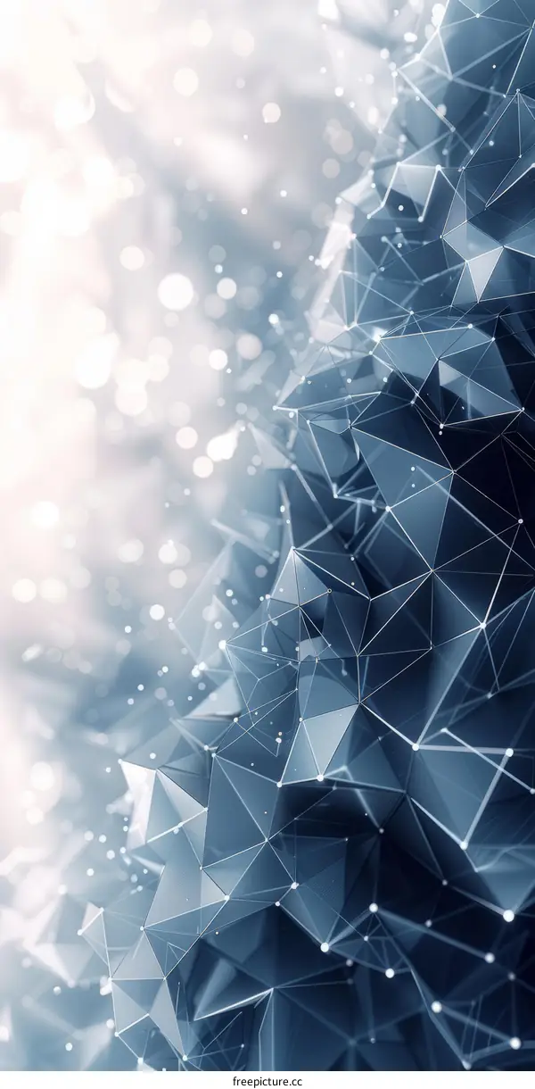 Abstract Blue Geometric Mountain Peaks on White Background with Gradient