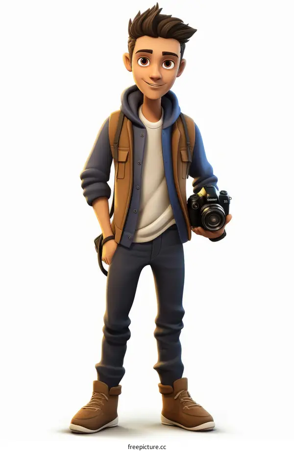 Young male photographer with camera