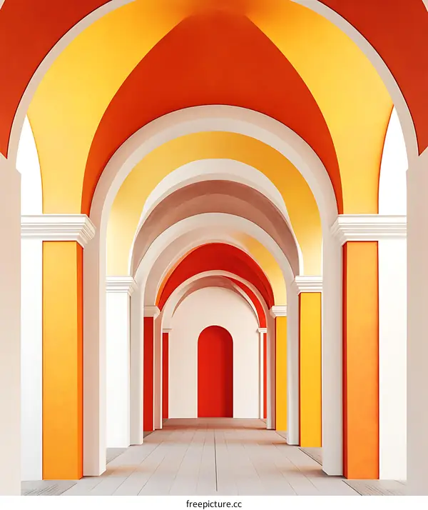 Colorful Arches and Columns Architecture