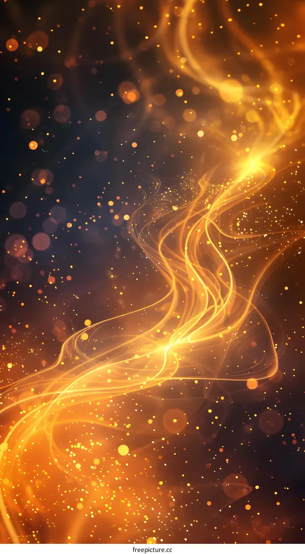 Golden flames dance on a black background