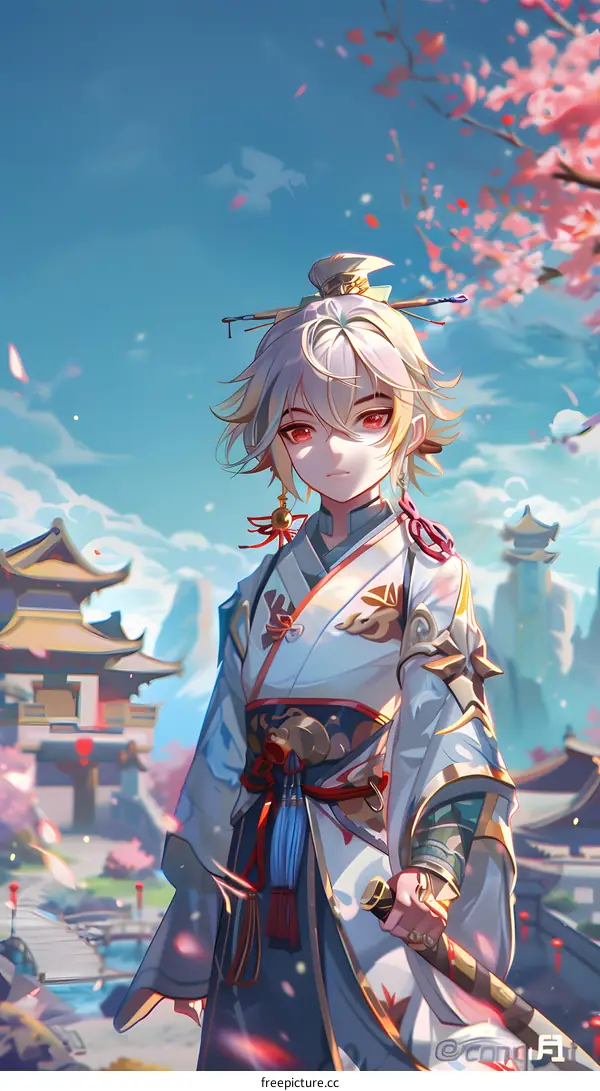 Anime Boy in Traditional Chinese Clothing