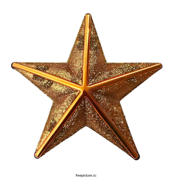 [Transparent Background PNG]Gold Glitter Star Decoration