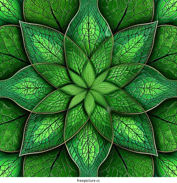 Green leaves background with a flower in the center