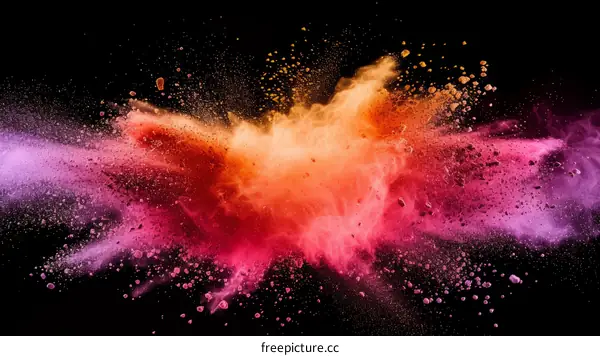 Colorful powder explosion on black background