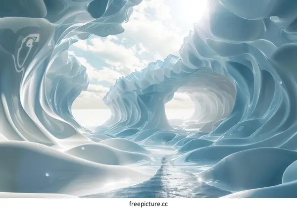 Ice Cave with Flowing River