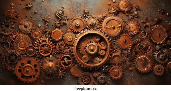 Rusty Gears Mechanical Clockwork Design Illustration