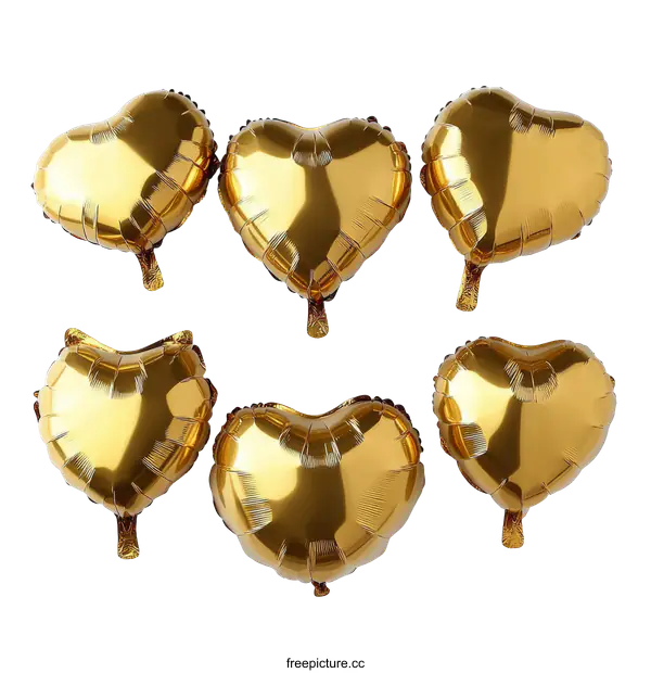 [Transparent Background PNG]Golden Heart Balloons Decoration