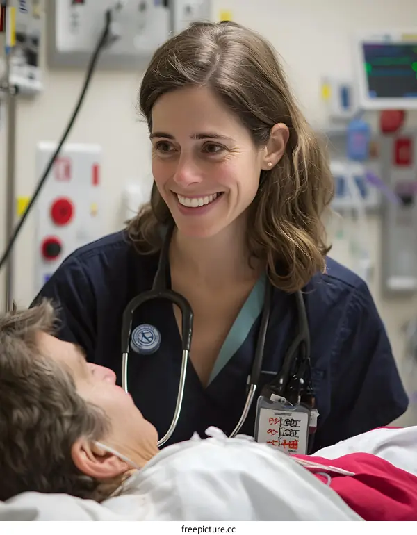 Female Doctor Smiling at a Patient in Hospital