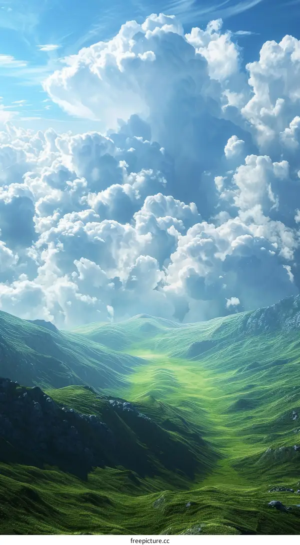 Awesome Valley with Verdant Hills and a Clear Sky