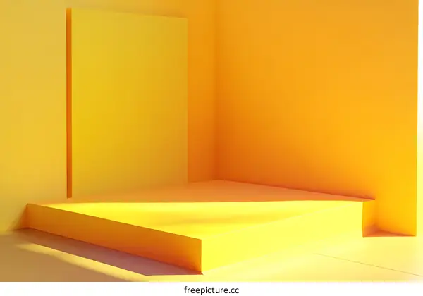 Minimalist Yellow 3D Platform With Sunlight