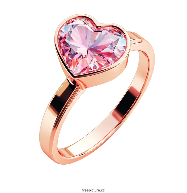 [Transparent Background PNG]Pink Heart-Shaped Diamond Ring
