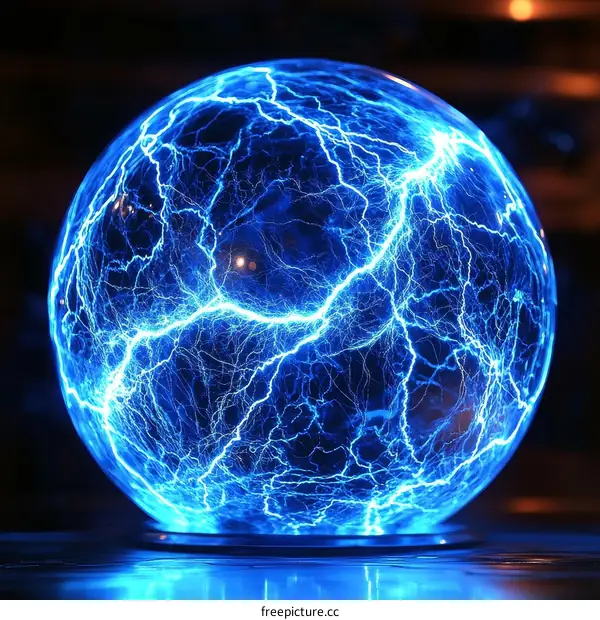 Electric Ball Displaying Stunning Blue Lightning
