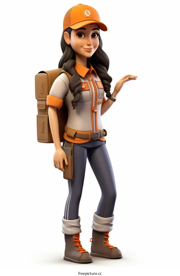 Cartoon Female Park Ranger Illustration