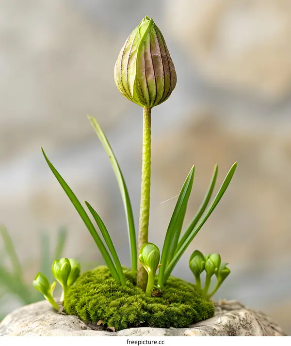 Green Plant Bud Close Up