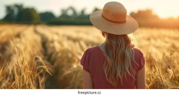 Young woman standing in a wheat field
