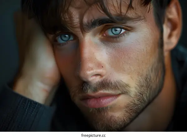 Portrait of a young man with blue eyes