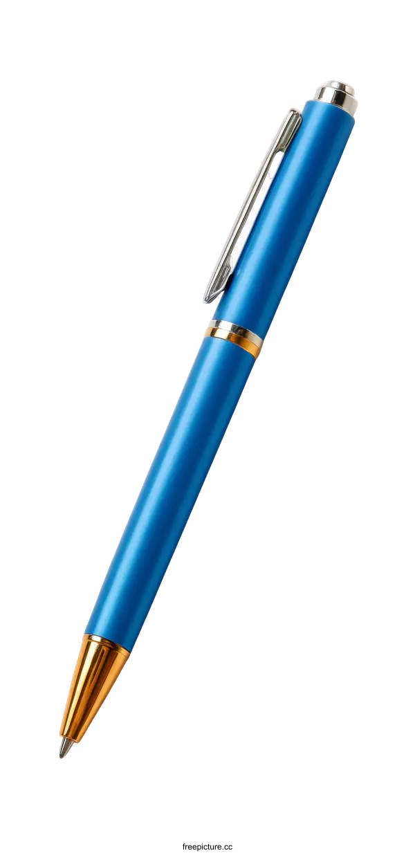 [Transparent Background PNG]Blue Ballpoint Pen on White Background