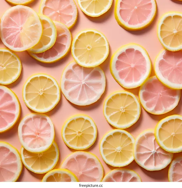 Vibrant Pink and Yellow Lemon Slices Background