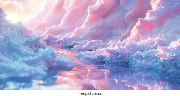 Dreamlike Pink Cloudscape with River