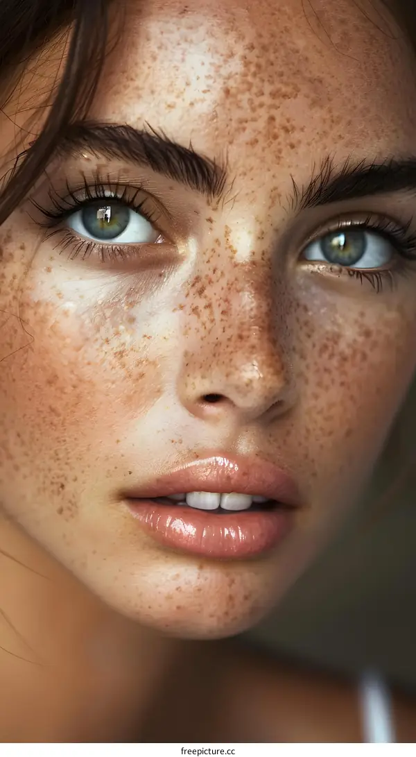 Close Up Portrait of a Woman with Freckles