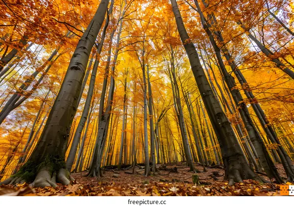 Golden Autumn Forest Trees Landscape