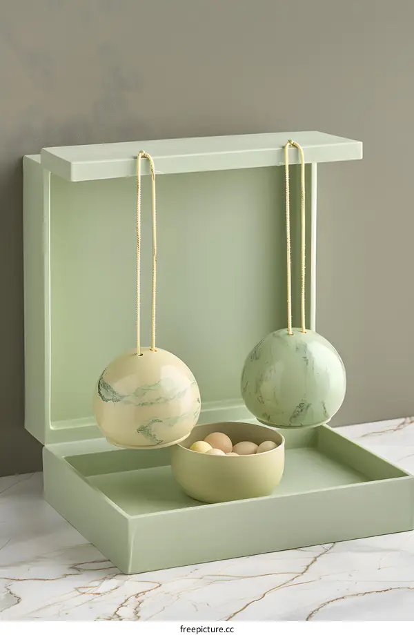 Green Marble Decorative Balls in Box