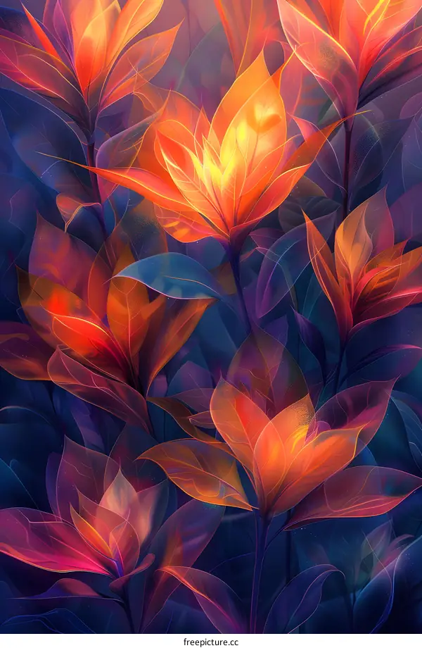 Glowing orange leaves