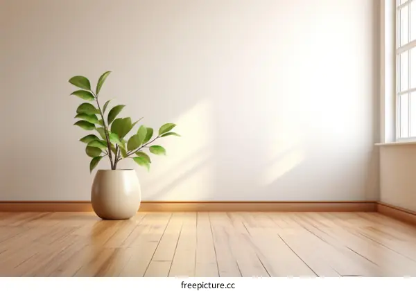 Sunlight shining through a window onto a plant