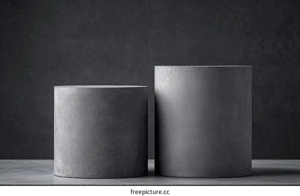 Gray Concrete Cylindrical Display Podiums