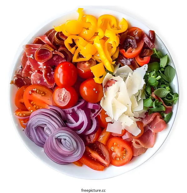Colorful Salad with Prosciutto, Tomatoes, and Bell Peppers
