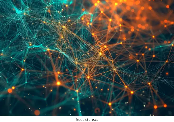 Blue and orange glowing plexus