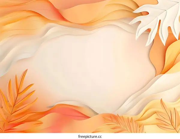 Abstract Paper Cut Out Background With Tropical Leaves