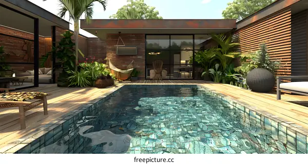 Courtyard house with swimming pool