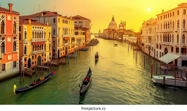Gondolas on the Grand Canal in Venice, Italy