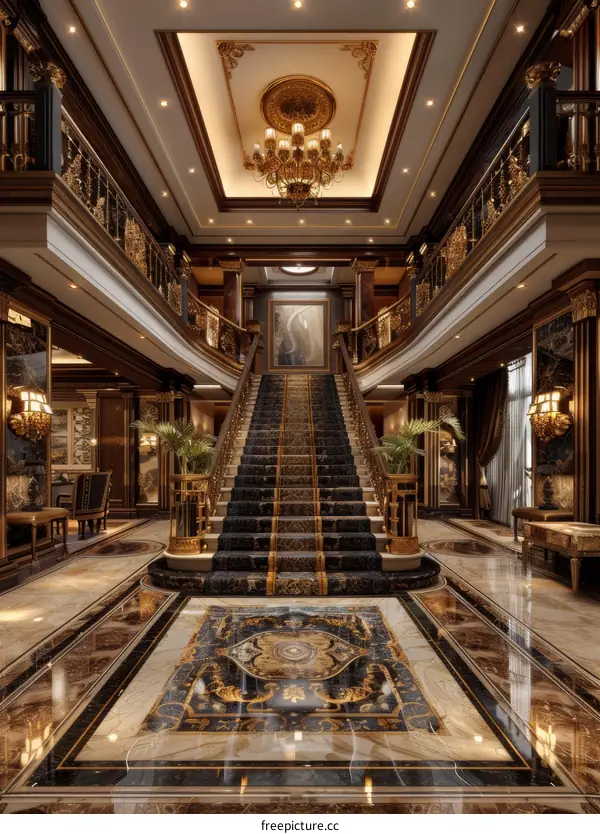 Staircase in a luxurious mansion