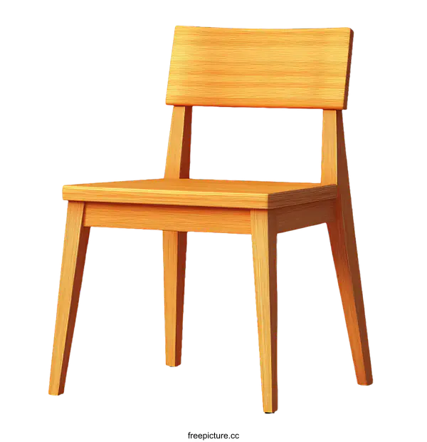[Transparent Background PNG]Modern Wooden Chair Illustration