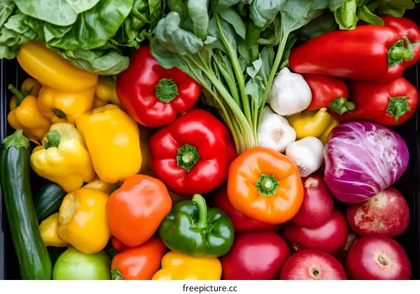 Colorful Fresh Vegetables and Fruits