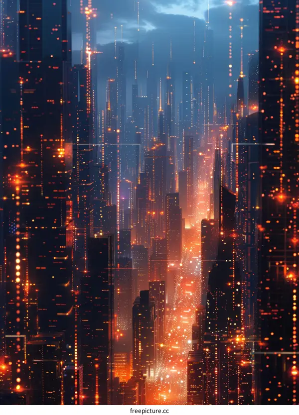 Futuristic City in Cyberpunk Night